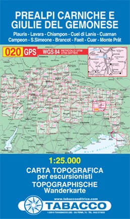 Karnské Předalpy a Giulie del Germonese (Tabacco - 020) - turistická mapa | knihynahory.cz