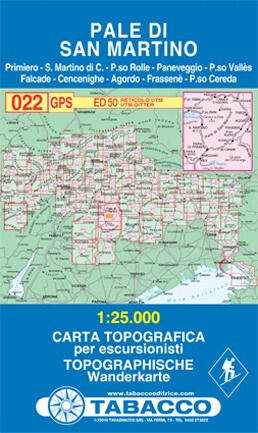 Pale di San Martino (Tabacco - 022) - turistická mapa | knihynahory.cz