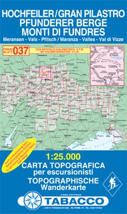 Gran Pilastro, Monti di Fundres, Hochfeiler, Pfunderer Berge (Tabacco - 037) - turistická mapa | knihynahory.cz