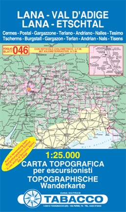Lana, Val d´Adige, Lana, Etschtal (Tabacco - 046) - turistická mapa | knihynahory.cz