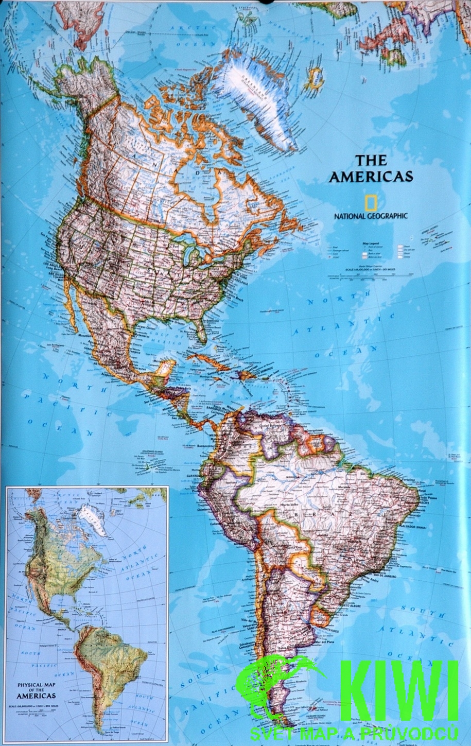 National Geographic Maps nástěnná mapa Severní a Jižní Amerika - polit., fyz., 59x92 cm