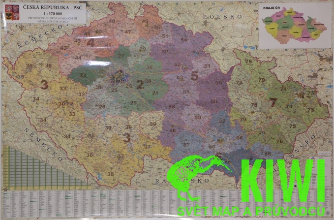 Vejmolová Zdeňka distribuce nástěnná mapa Česká republika PSČ 135x90 cm, lamino, lišta