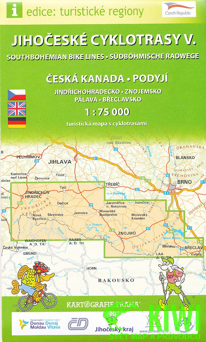 Mapové centrum Č.Budějovice cyklomapa Jihočeské cyklotrasy V. - Česká Kanada, Podyjí 1:75 t