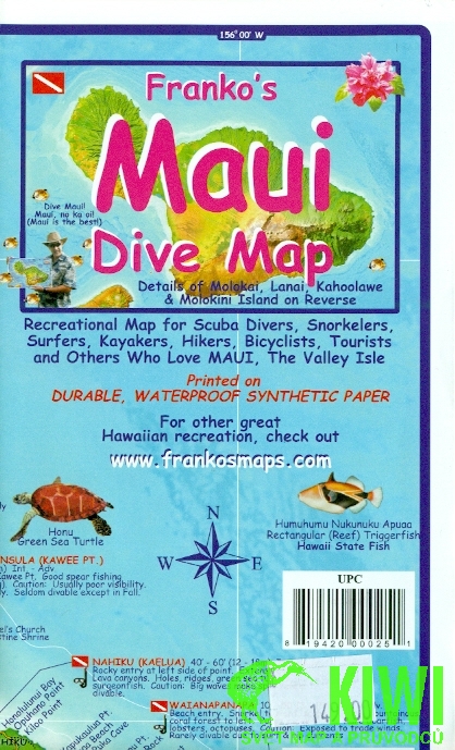 potápěčská mapa Maui Dive Map voděodolná