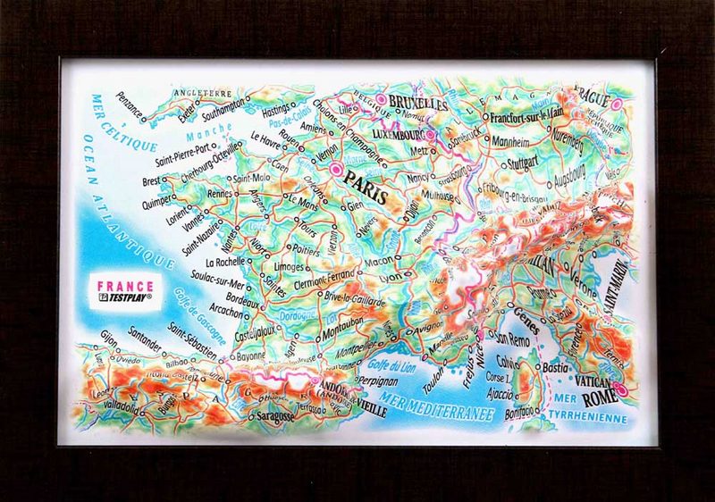 Testplay vydavatel mapa France (Francie) reliéfní na magnetu 10x15 cm