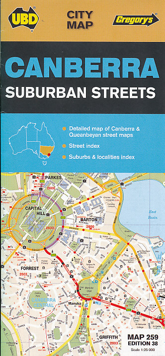 UBD vydavatelství plán Canberra Suburbs 1:25 t.