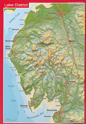 Georelief vydavatelství reliéfní pohlednice Lake District NP (Cumbria)