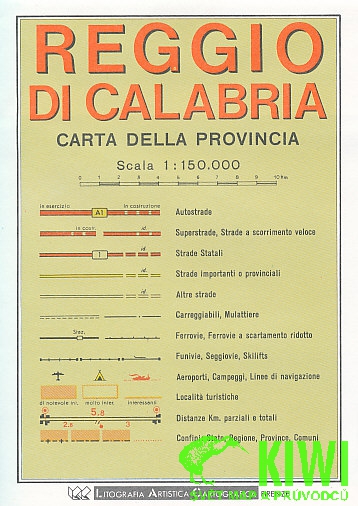 Litografa artistica Cartografica mapa Reggio di Calabria provincie 1:150 t.