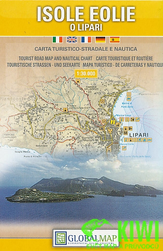 Litografa artistica Cartografica mapa Isole Eolie o Lipari 1:30 t.