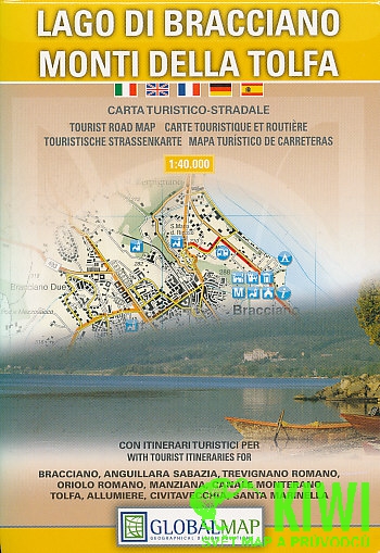 Litografa artistica Cartografica mapa Lago di Bracciano,Monti della Tolfa 1:40 t.