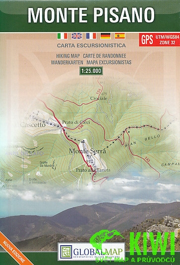 Litografa artistica Cartografica mapa Monte Pisano 1:25 t.