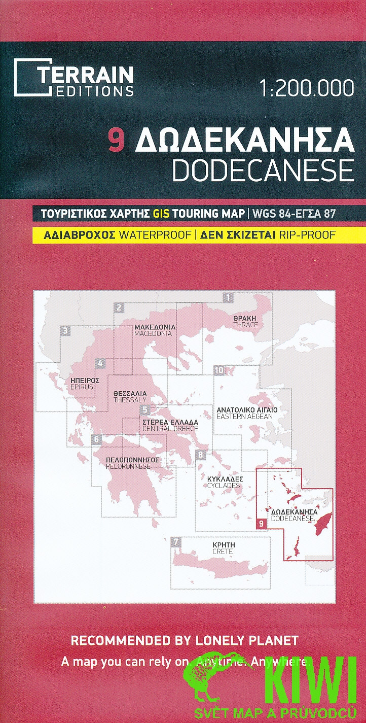 Terrain vydavatelství mapa Dodecanese 1:200 t. voděodolná (Dodekanské ostrovy)