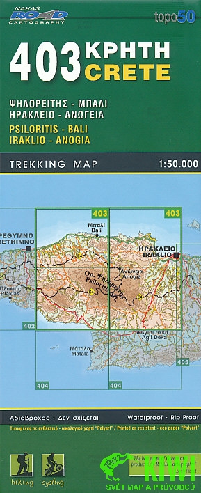 ROAD vydavatelství mapa Crete-Psiloritis, Bali, Iraklio, Anogia (Kréta č.403) 1:50