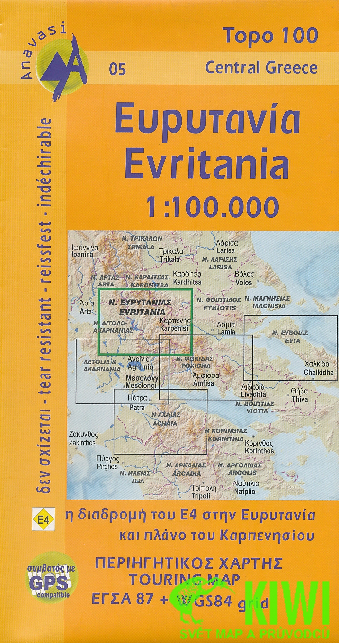 Anavasi mapa Evritania 1:100 t. voděodolná