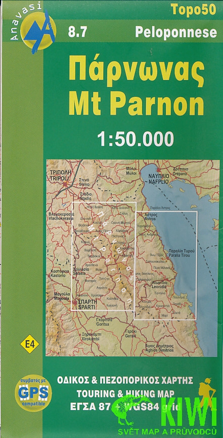 Anavasi mapa Mt.Parnon (Peloponés/Peloponnese) 1:50 t. voděodolná