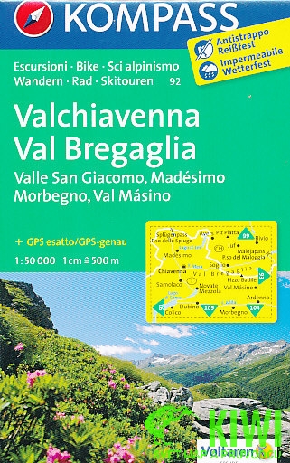 Kompass Valchiavenna,Val Bregaglia 1:50 t. laminovaná