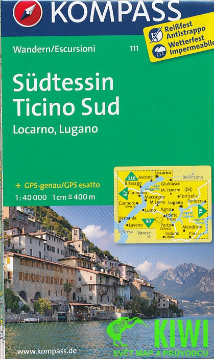 Kompass Südtessin, Locarno, Lugano 1:40 t. laminovaná