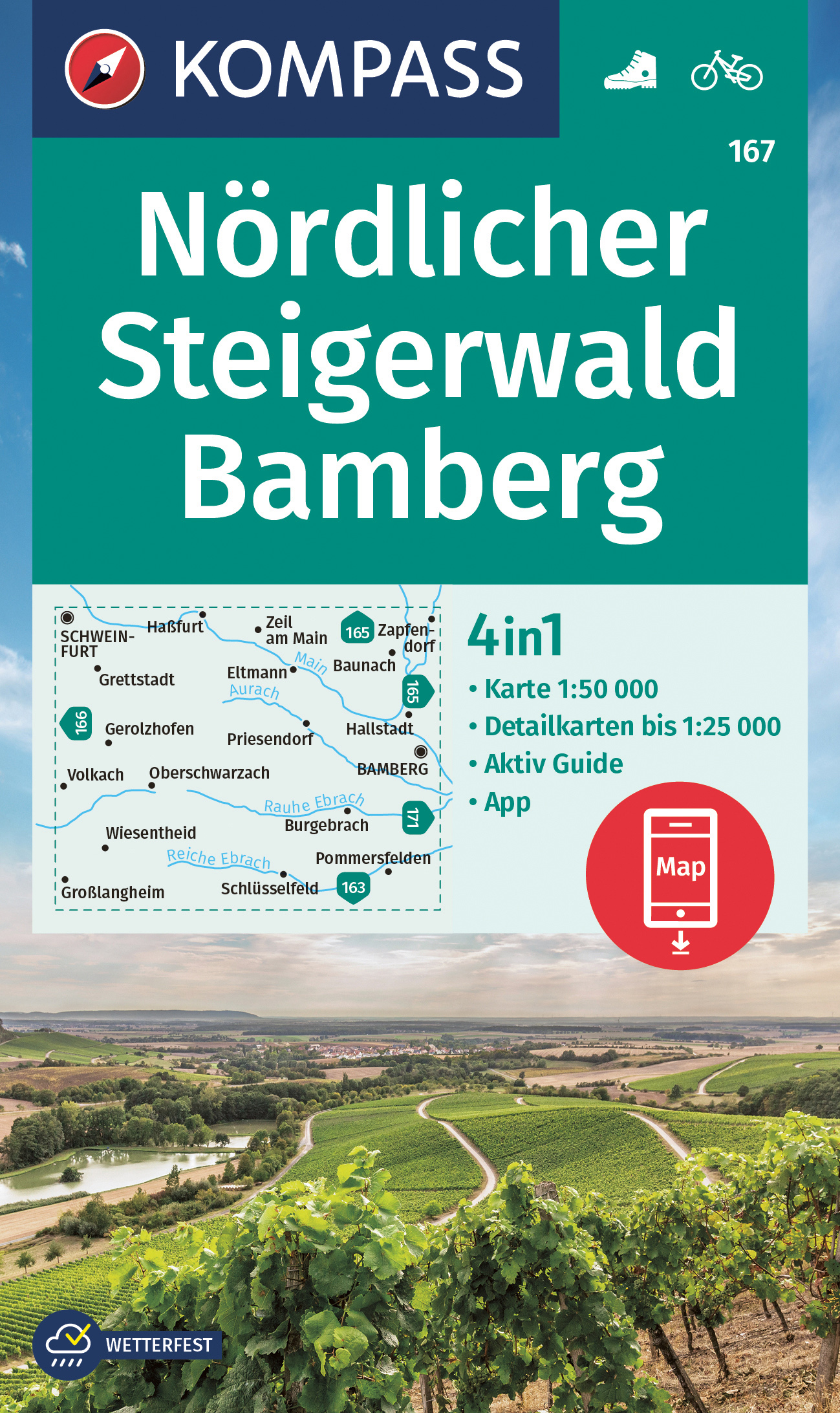 Kompass Nordlicher Steigerwald, Bamberg 1:50 t.