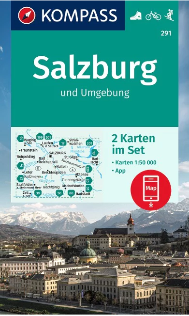 Salzburg a okolí, set 2 map (Kompass 291)