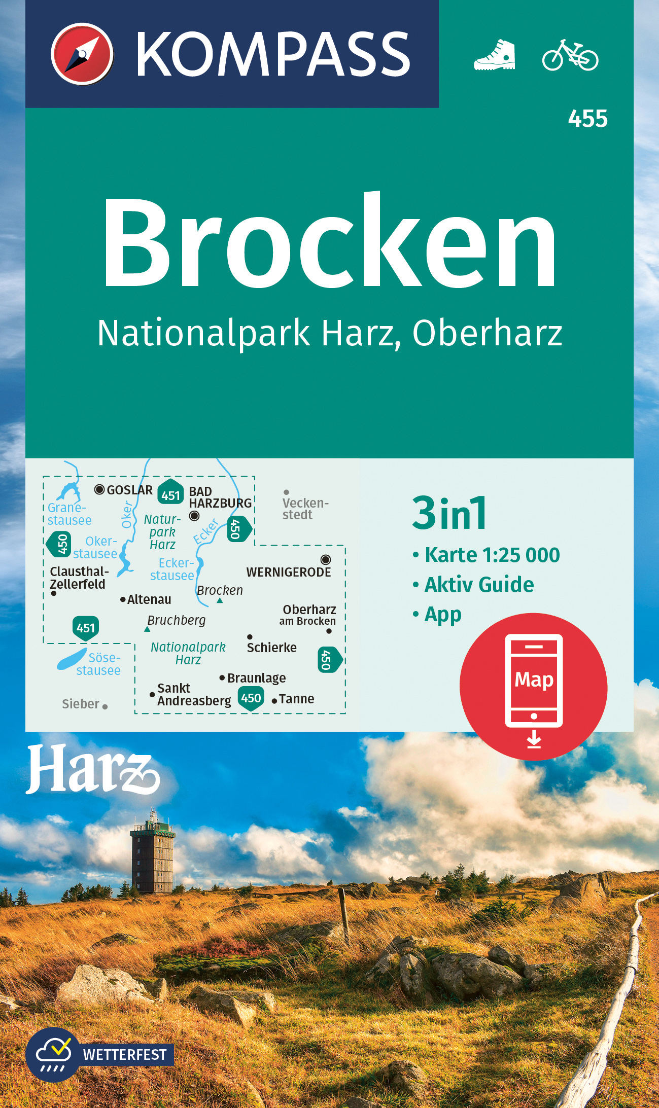 Kompass Rund um den Brocken (Nationalpark Harz) 1:25t.