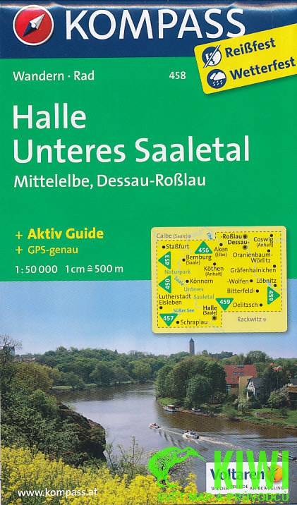Kompass Halle,Unteres Saaletal 1:50 t. laminovaná