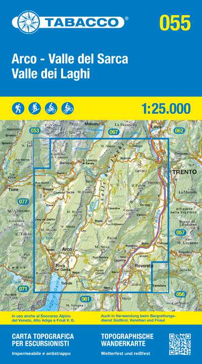 Valle del Sarca, Arco, Riva del Garda (Tabacco - 055) - turistická mapa | knihynahory.cz