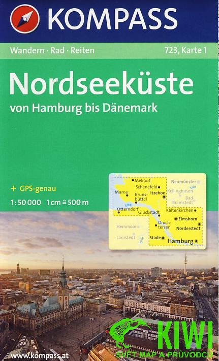 Kompass Nordseeküste von Hamburg bis Dänemark 1:50 t.