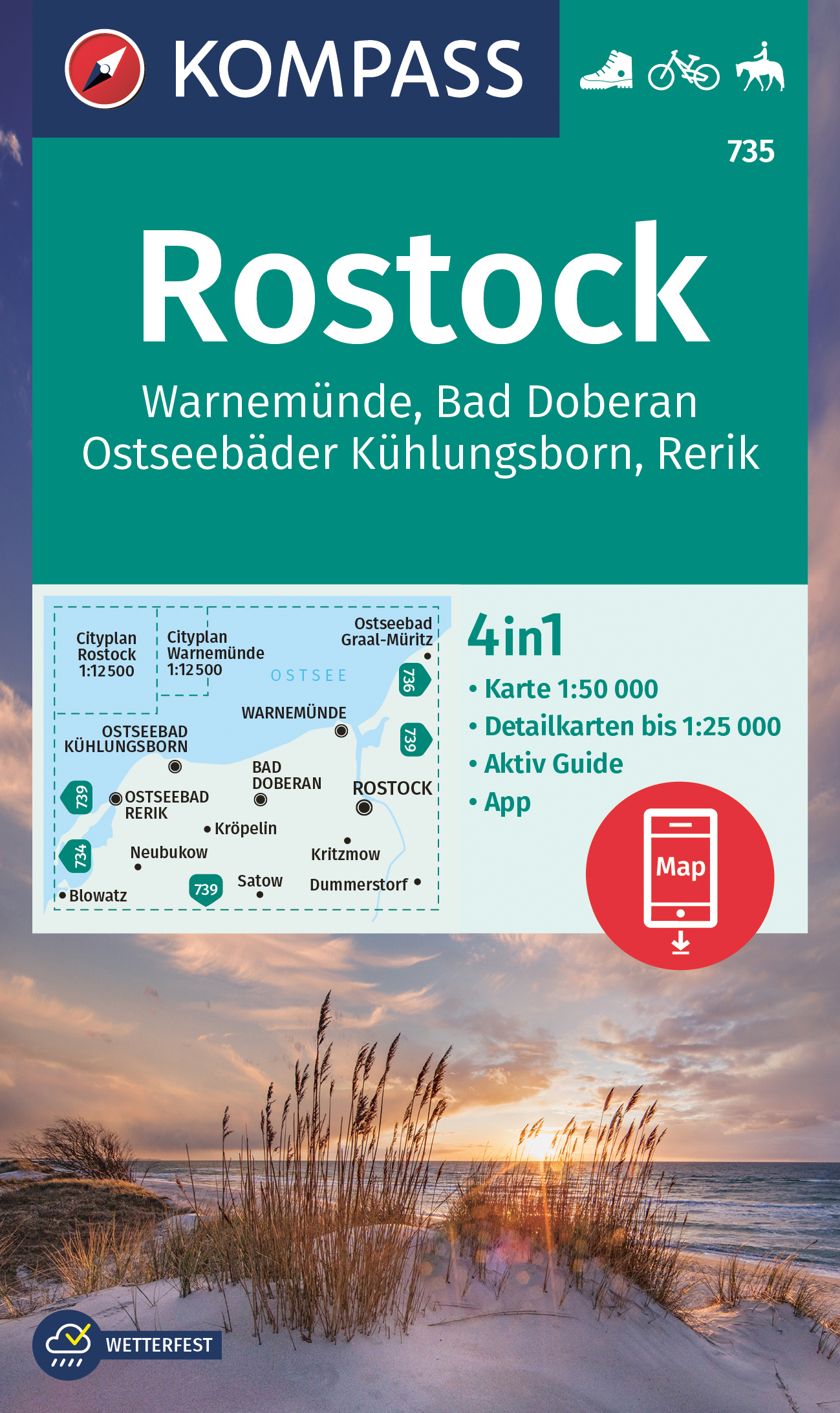 Kompass Rostock-Warnemünde-Bad Doberan-Rerik 1:50 t.