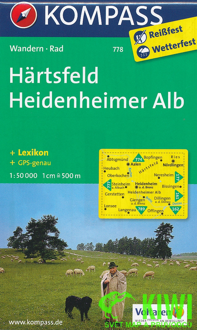 Kompass Härtsfeld,Heidenheimer Alb 1:50 t. laminovaná