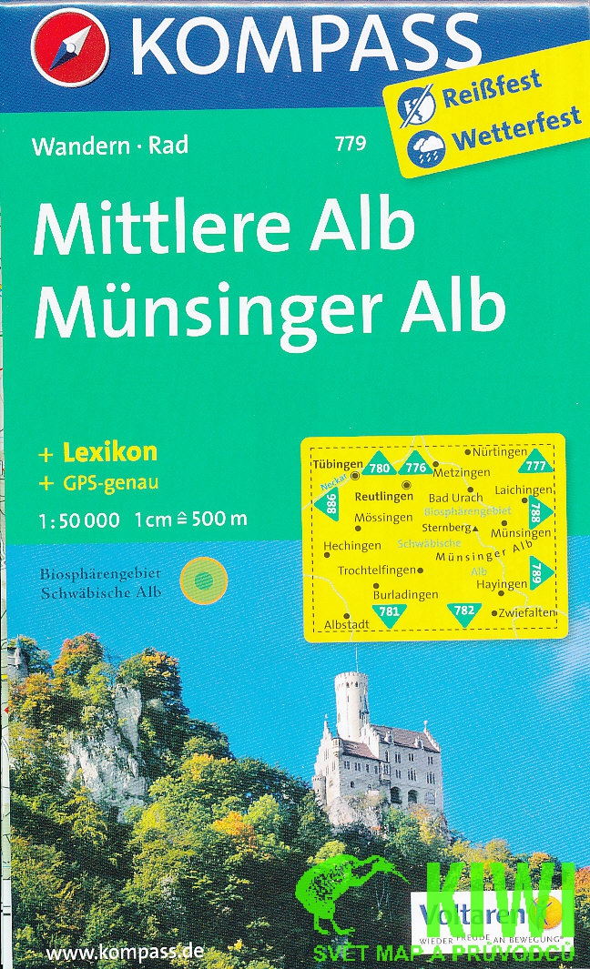 Kompass Mittlere Alb,Münsinger Alb 1:50 t. laminovaná