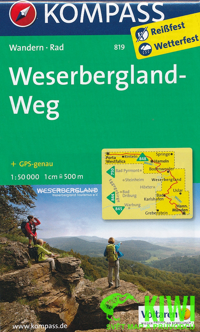 Kompass Weserbergland Weg 1:50 t. laminovaná
