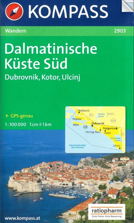 Dalmatinische Küste Süd, Dalmátské pobřeží jih (Kompass - 2903) - turistická mapa