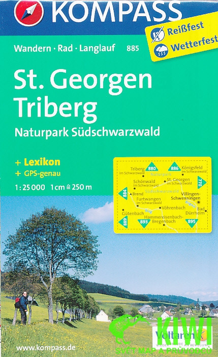 Kompass St.Georgen, Triberg (jižní Schwarzwald) 1:25 t. laminovaná