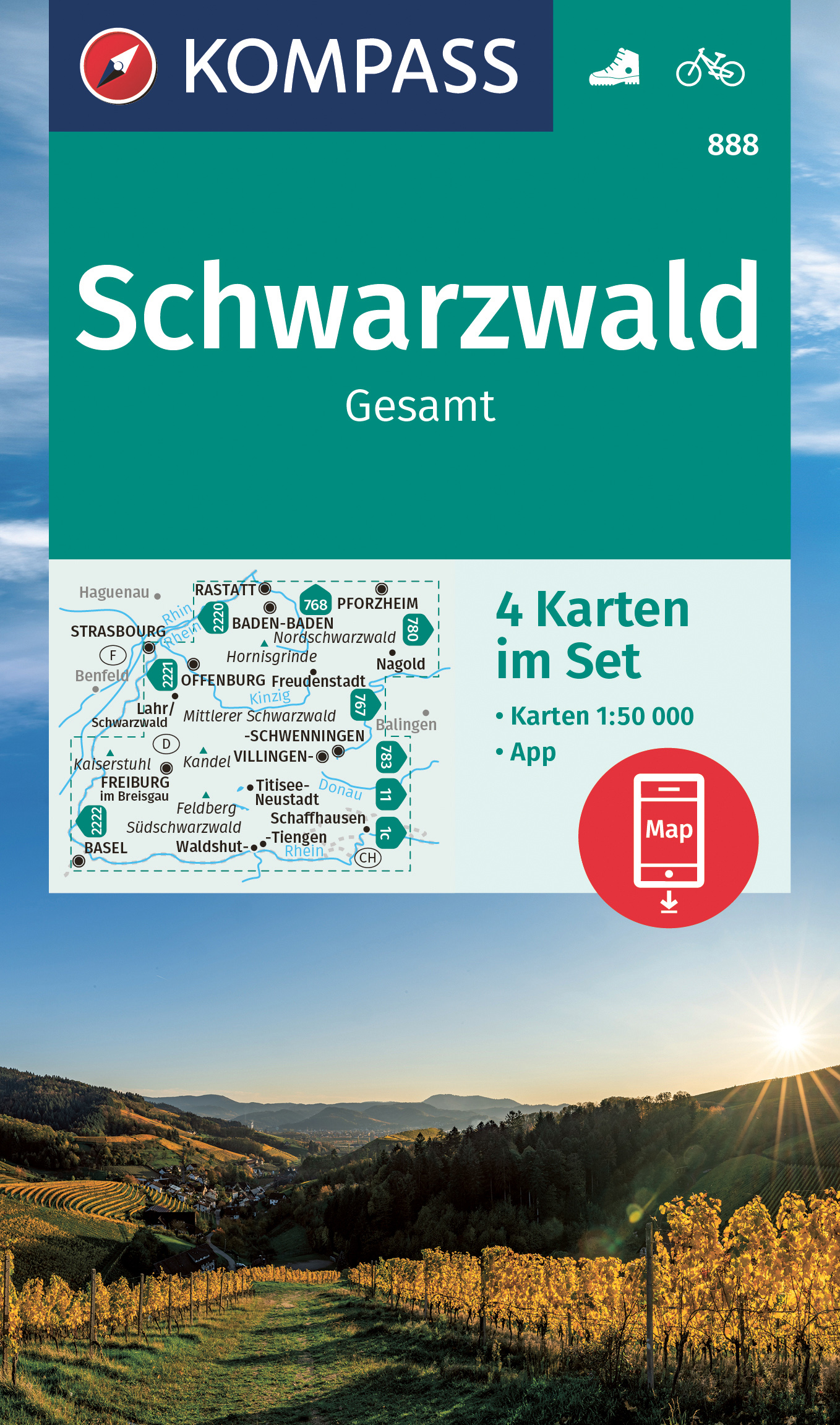 Kompass Schwarzwald 1:50 t. (4 mapy)
