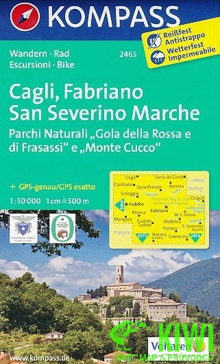 Kompass Cagli,Fabriano,San Severino Marche 1:50 t. laminovaná