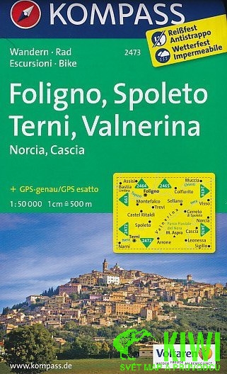 Kompass Foligno,Spoleto,Terni,Valnerina 1:50 t. laminovaná
