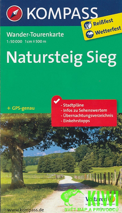 Kompass Natursteig Sieg 1:50 t. laminovaná
