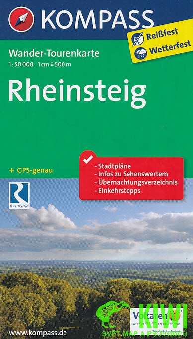 Kompass Rheinsteig (Bonn-Koblenz-Wiesbaden) 1:50 t. laminovaná