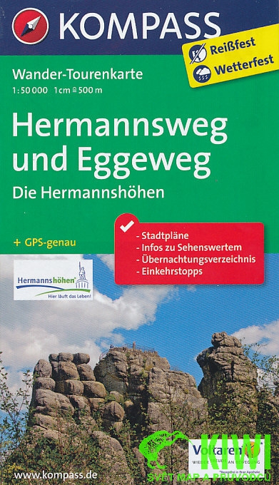 Kompass Hermannsweg und Eggeweg 1:50 t. laminovaná