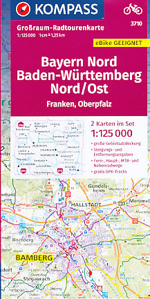 Kompass Bayern Nord,Baden-Wurttemberg 1:125 t.