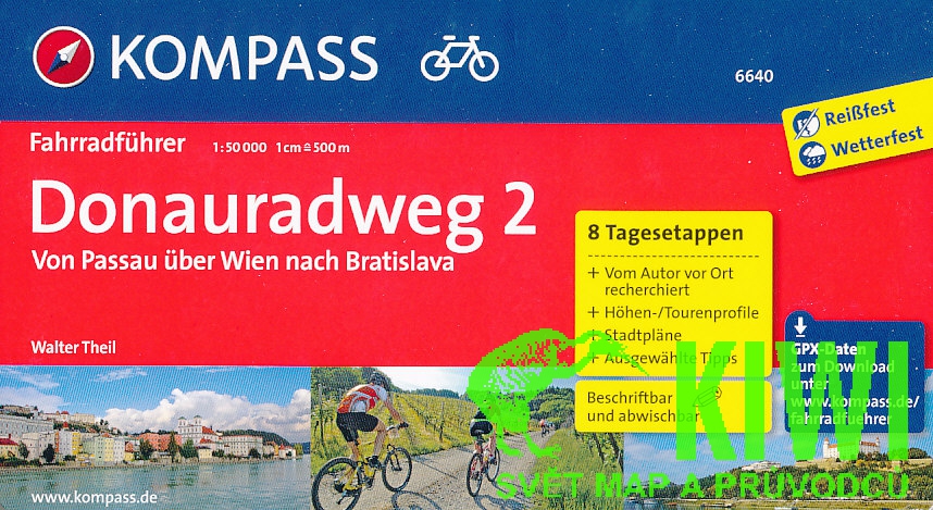 Kompass Donau Radweg 2 Passau-Bratislava 1:50 t. německy