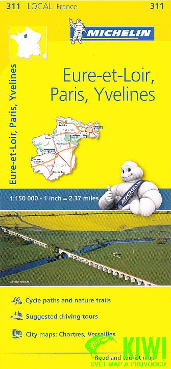 Michelin mapa Eure-et-Loir,Paris,Yvelines 1:150 t.