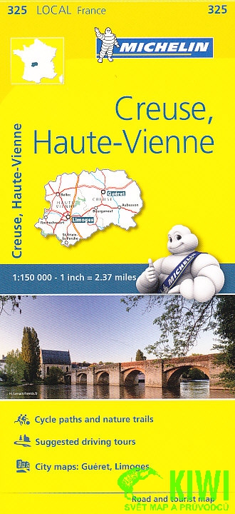 Michelin mapa Creuse, Haute-Vienne 1:150 t.