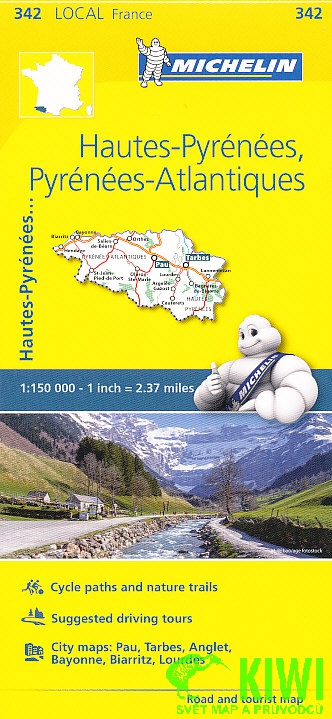Michelin mapa Hautes-Pyrénées, Pyrénées-Atlantiques 1:150 t.