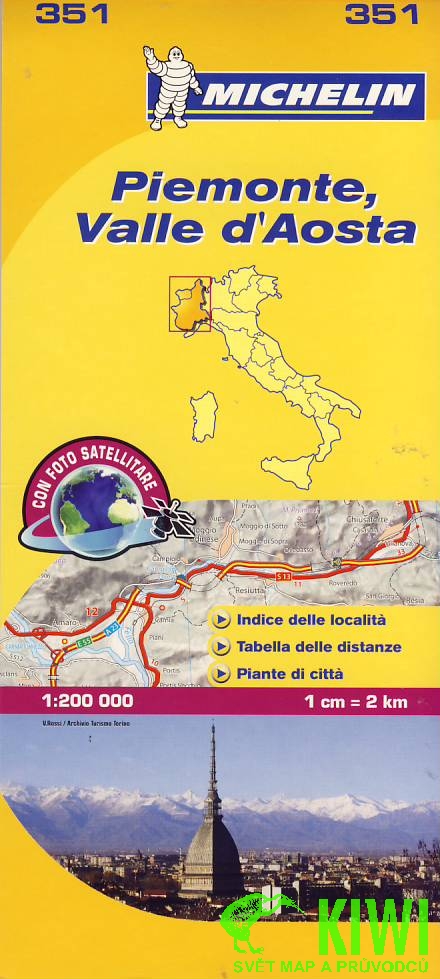 Michelin mapa Piemonte, Valle d'Aosta 1:200 t.