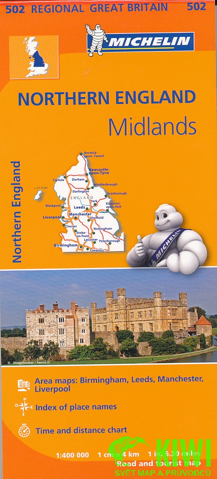 Michelin mapa Northern England, Midlands 1:400 t. (Anglie) / Leeds, Live