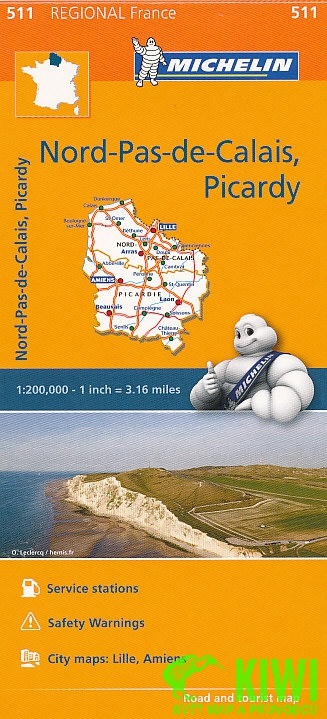 Michelin mapa Nord-Pas-de-Calais,Picardy 1:200 t.