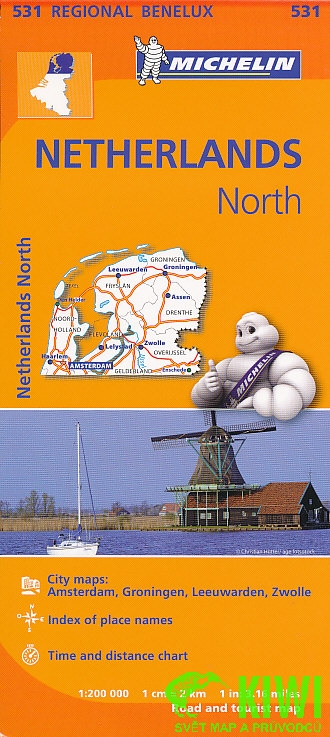 Michelin mapa Netherland north 1:200 t.+ Zwolle,Groningen