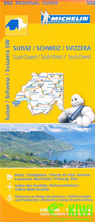 Michelin mapa Suisse sud west (Švýcarsko) 1:200 t.