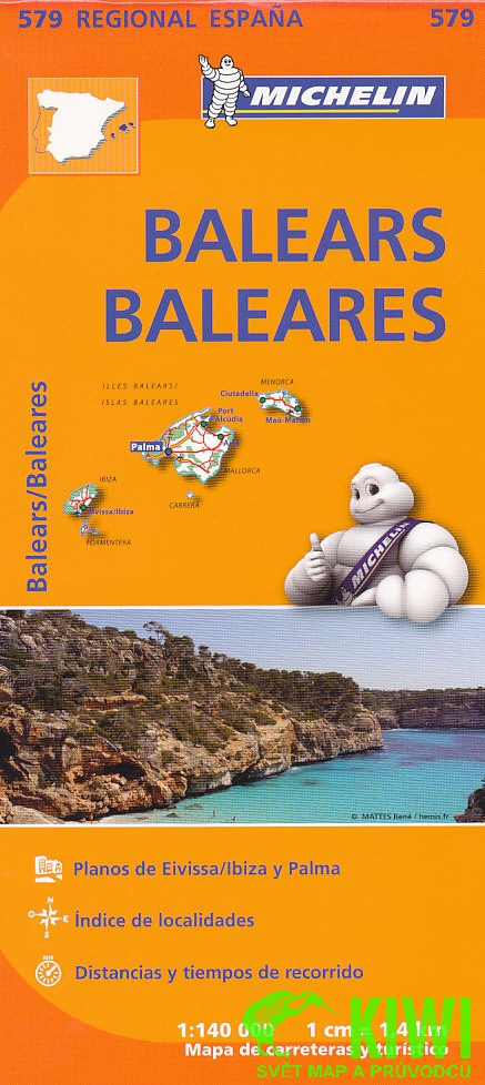 Michelin mapa Balears (Mallorca,Menorca,Ibiza,Formentera) 1:140 t.